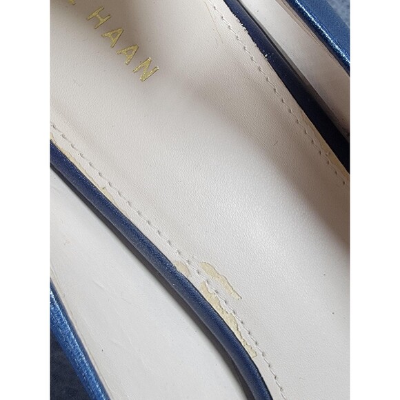 Cole Haan Shoes Womens Size 10 Blue Pointed Toe Block Heel Loafer Pump W15158 - Picture 3 of 13